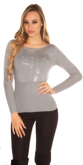 sweater with rivets CRAZY Grey